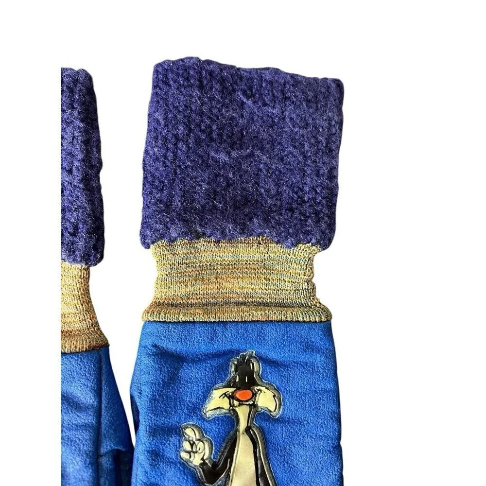 Vintage Sylvester Children's Blue Mittens RARE Warner Brothers Looney Tunes